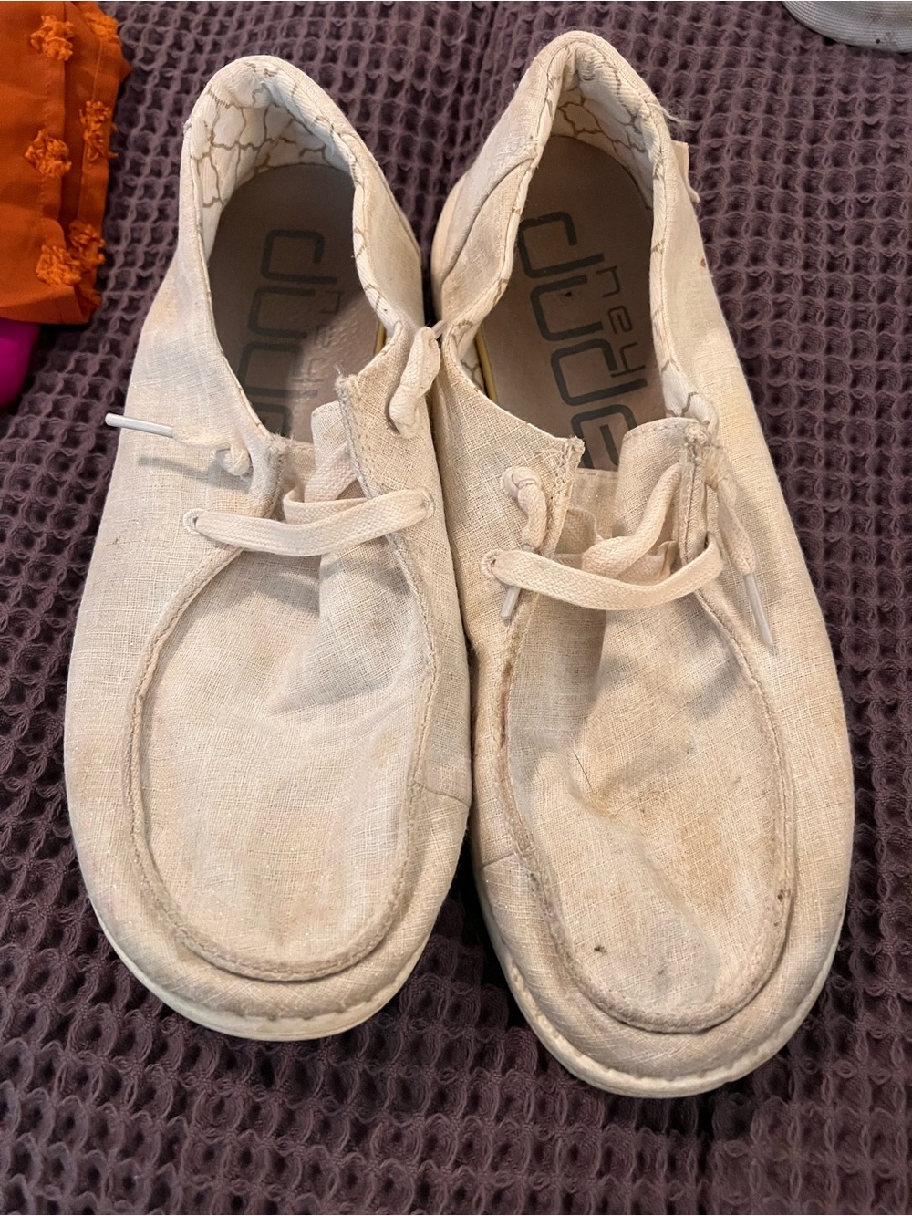 Hey Dude Women's Cream Canvas Casual Slip-On Shoes